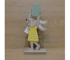 Veľkonočná dekorácia Zajačik s vajičkom, drevená - 9x4,5x20cm