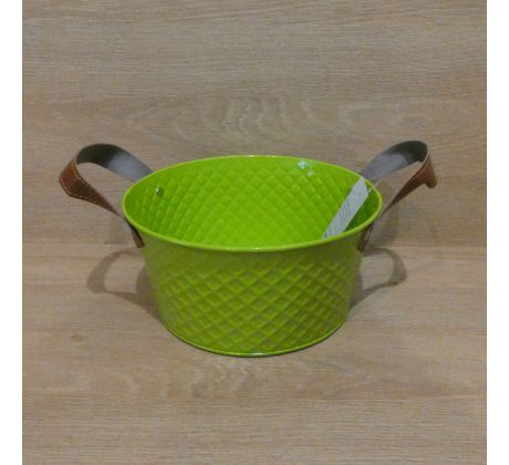 Kovový kvetináč, zelený - 18x9cm