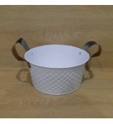 Kovový kvetináč, biely - 18x9cm