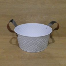 Kovový kvetináč, biely - 18x9cm
