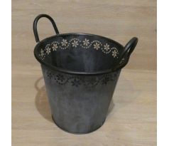 Plechový kvetináč, sivý - 24x21,5x19,5cm