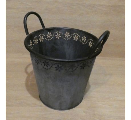 Plechový kvetináč, sivý - 24x21,5x19,5cm