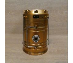 Kempingový solárny dobíjací lampáš, LED - zlatý