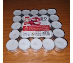 Čajové sviečky bez vône, biele - 50ks