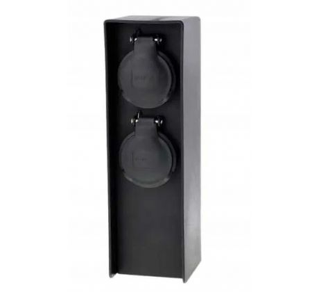 Stĺpik, dvoj zásuvka, IP44 - čierna