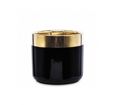 Keramický kvetináč čierno-zlatý - (11x11,5x11,5cm)