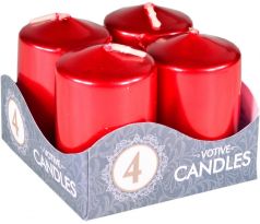 Adventné sviečky 4ks - Metalický červené