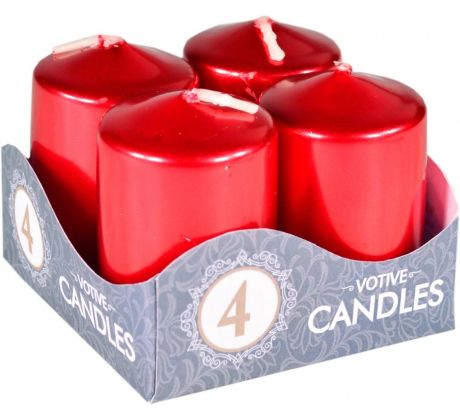 Adventné sviečky 4ks - Metalický červené