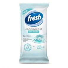Vlhčené utierky Fresh AQUAQWORLD, modré - 15ks