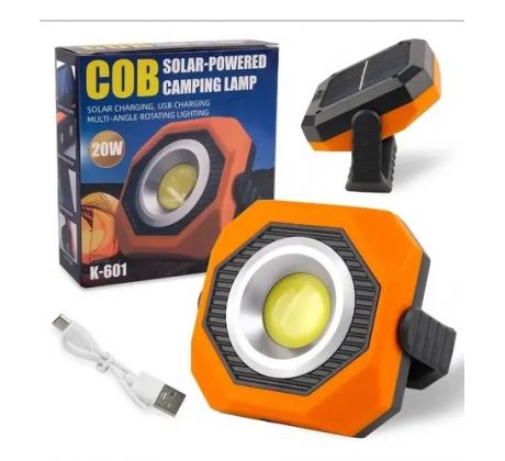 Kempingové solárne dobíjacie svietidlo, LED - oranžové 20W